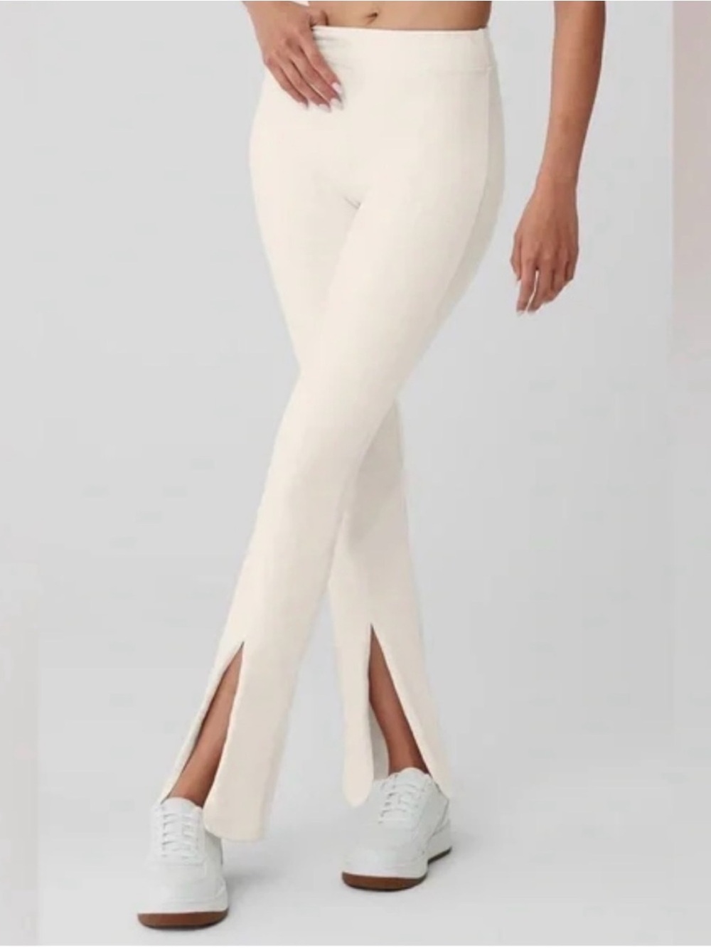 ALO Yoga Ivory High-Waist Split-Hem Leggings